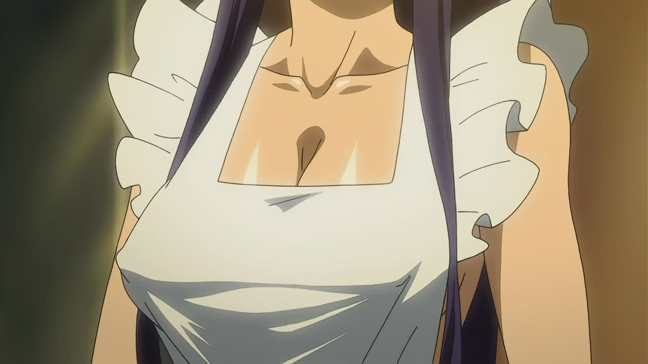 Apron Saeko draws Takashi's attention. [Highschool of the Dead] (Episode 6)