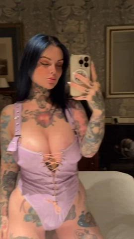 big tits cleavage goth huge tits italian tattoo tits tongue fetish gif