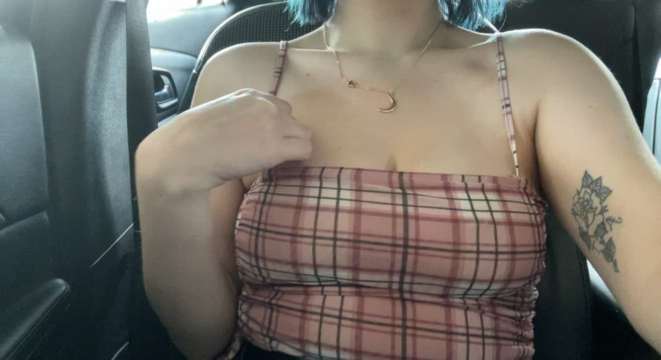 Big Tits Nipple Piercing Public gif