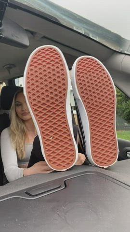 babe car foot fetish shoes soles gif