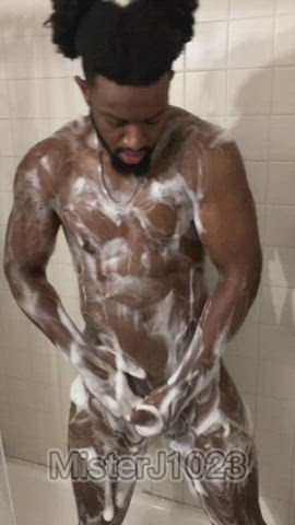 bbc big dick ebony masturbating onlyfans shower soapy solo gif