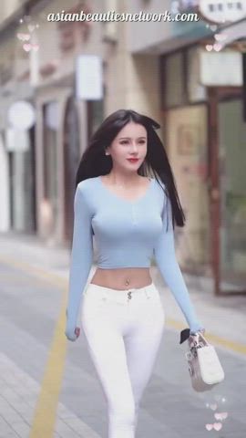 asian babe big tits boobs chinese clothed cute korean tits gif