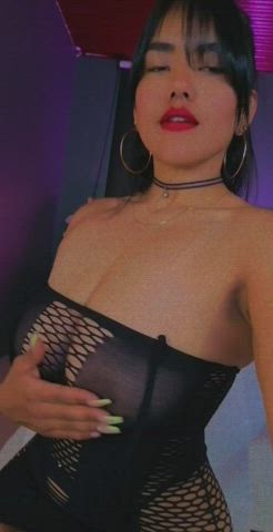 Big Tits Boobs Camgirl Colombian Latina Webcam gif
