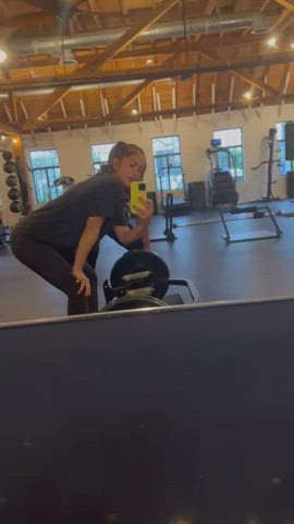 actress ass brunette celebrity spandex workout gif