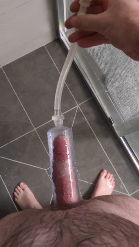 Pumping my uncut cock 