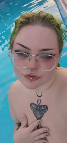 bbw big tits goth nipple piercing onlyfans outdoor pierced public swimming pool gif