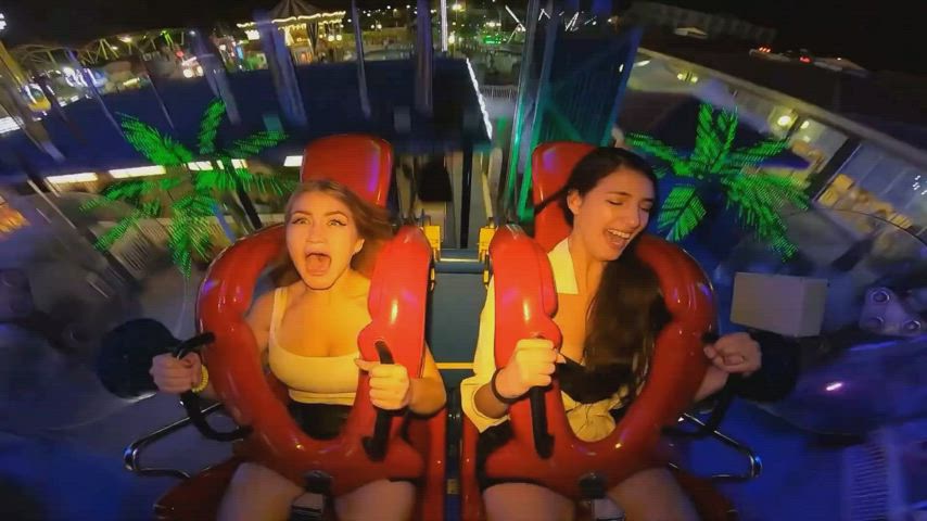 Accidentally flashing bra on the slingshot ride