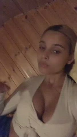 cleavage clothed tits gif