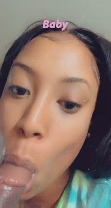 Cum In Mouth Ebony Sucking Teasing gif