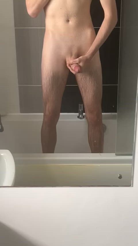 Stroking my teen cock in the shower ;)