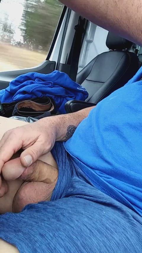 amateur car cock jerk off male masturbation masturbating solo gif