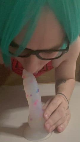 Blowjob Bunny Cosplay Dildo Femboy Sissy gif