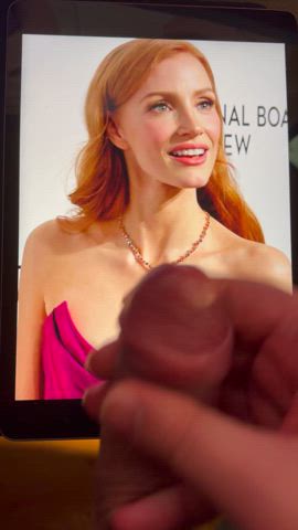 celebrity cum cumshot jessica chastain tribute gif