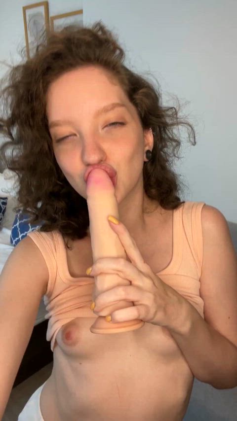 blowjob dildo homemade natural tits oral sex toy sucking gif
