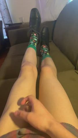 Edging Femboy Masturbating POV Solo Uncut gif