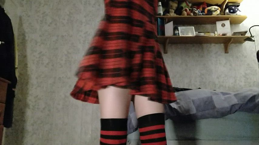 Ass Femboy Shaved Thighs Upskirt gif