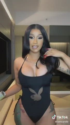 big tits bodysuit bouncing tits cardi b celebrity cumshot jiggling thick gif