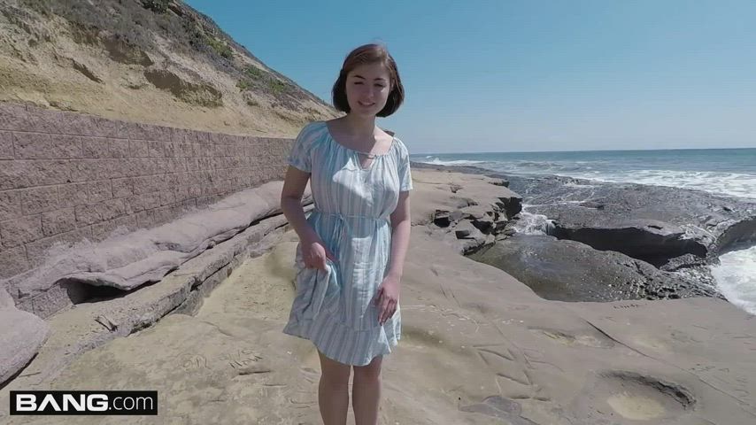 aria sky beach big ass big tits curvy flashing pawg public teen gif