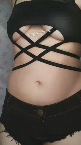 emo goth jean shorts jeans loop natural tits pale shorts tease gif