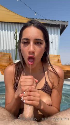 blowjob brunette deepthroat latina onlyfans pov pornstar teen gif