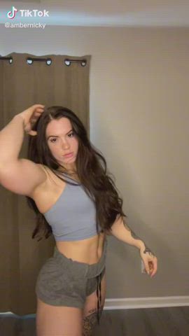 bodybuilder brunette fitness muscles muscular girl tiktok gif