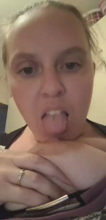 Big Nipples Cheating Long Tongue Nipple Play gif