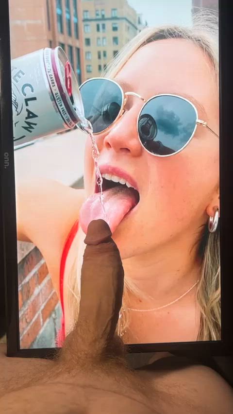 blonde cock worship jerk off long tongue male masturbation masturbating natural tits