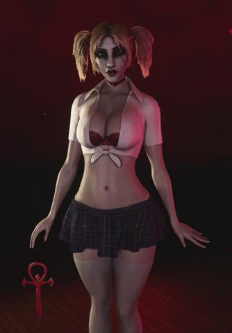 animation dancing harley quinn schoolgirl gif