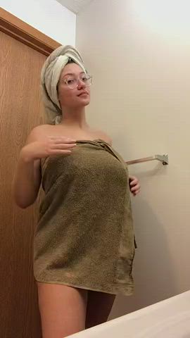 amateur bathroom big tits flashing milf mom nude selfie stripping gif