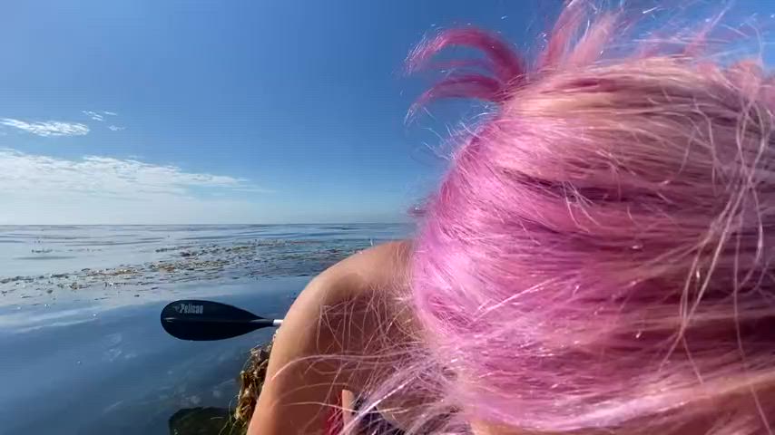 Pink haired kayak blowjob