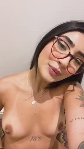 brunette latina pussy girls-with-glasses hot-girls-with-tattoos gif