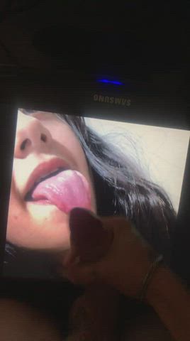 cumshot tongue fetish tribute gif