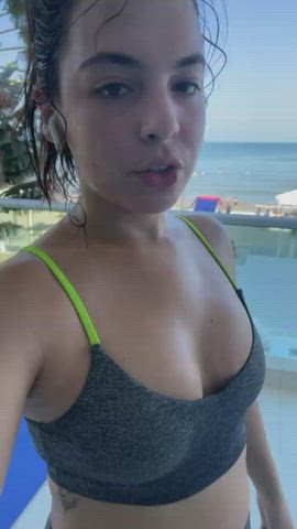 Long Tongue Boobs Workout gif