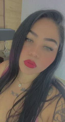 bbw big ass curvy eye contact hotwife latina lips lipstick tattoo gif