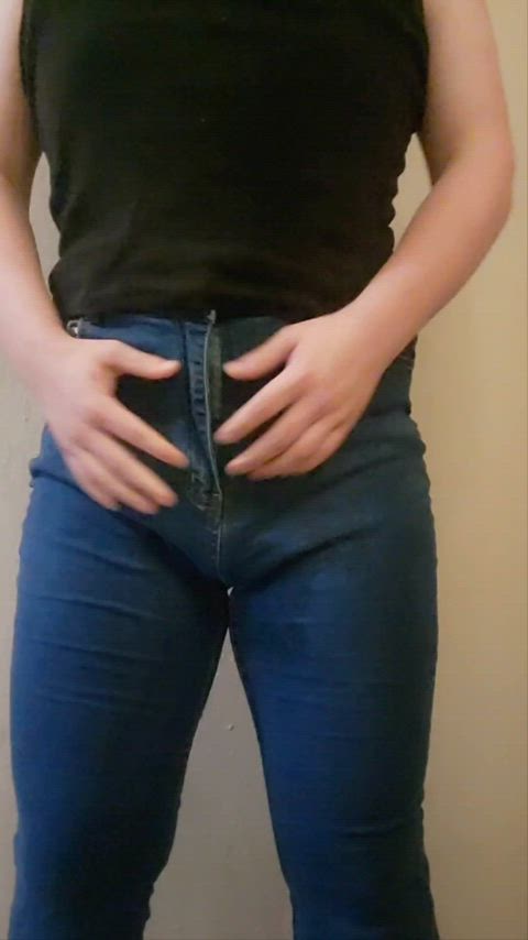 jeans peeing teen trans wet gif