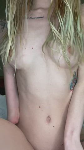 Blonde Petite Small Tits Tattoo Tits gif