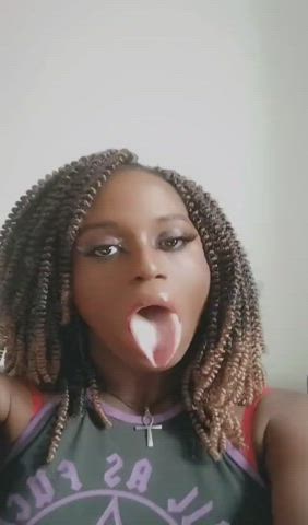 Ebony Long Tongue Oral Tongue Fetish Trans Woman gif