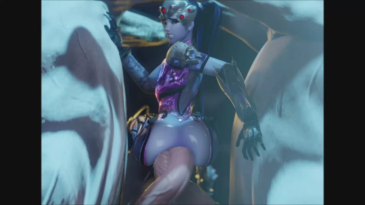 Widowmaker taking 2 fat juicy horse cocks~