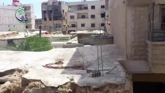 SAA barrel bomb lands danger close to the cameraman
