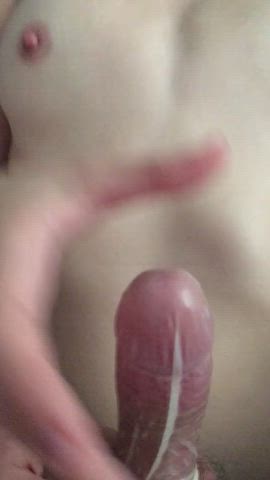 Amateur Condom Cum Cum On Tits Cumshot Facial Handjob No Condom Pale gif