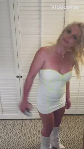 ass blonde britney spears celebrity cleavage legs natural tits gif