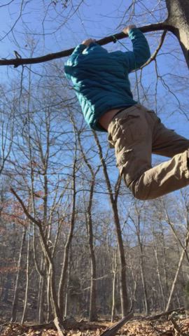 Hanging wedgie part 1! Used a new tree and Tommy Hilfiger bikini briefs (M). Please