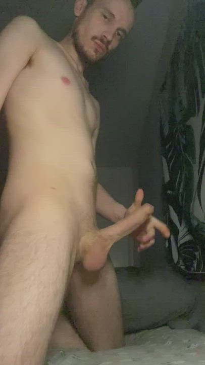 I get so hard watching myself slowly stroke my uncut cock