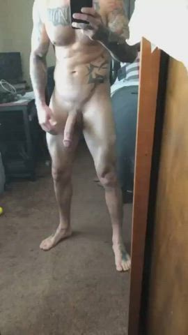Big Dick Cock Homemade Mirror Muscles Nude Tattoo gif