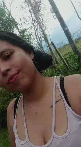 18 years old amateur boobs cute flashing latina outdoor smile teen gif