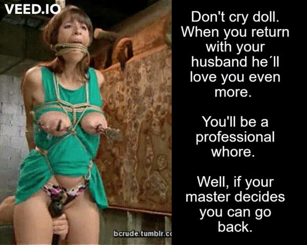 BDSM Caption Master/Slave Tits Torture gif