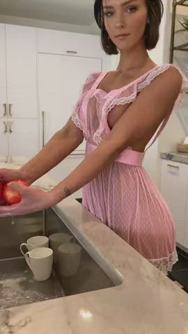 Ass Babe Busty Kitchen Rachel Cook See Through Clothing Tease gif