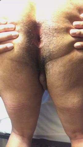 anal hairy stretching gif