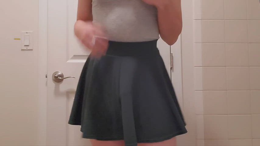 ass crossdressing femboy no face sissy skirt uncut gif