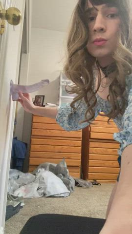 blowjob dildo gagging sissy sissy slut gif